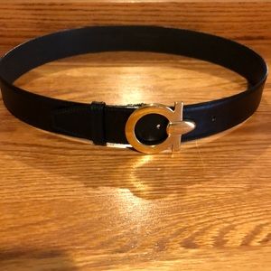 FERRAGAMO Vintage Black Leather Waist Belt